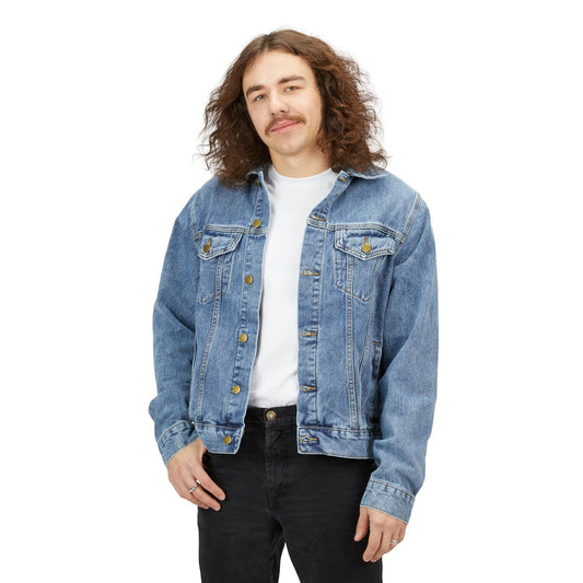 Giacca in denim da uomo con grafica lupo