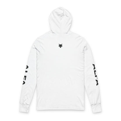 Maglietta unisex con cappuccio e maniche lunghe